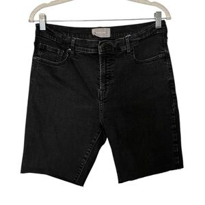 Everlane Black Raw-Hem Denim Skinny Shorts Mid Rise